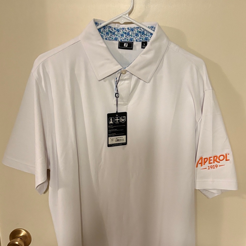 FootJoy White Polo with Orange Detail
